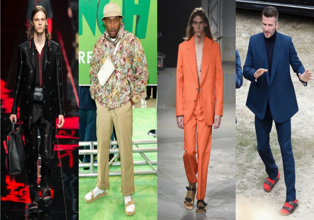 Wearing the trend: Colourful Socks with sandals, slides