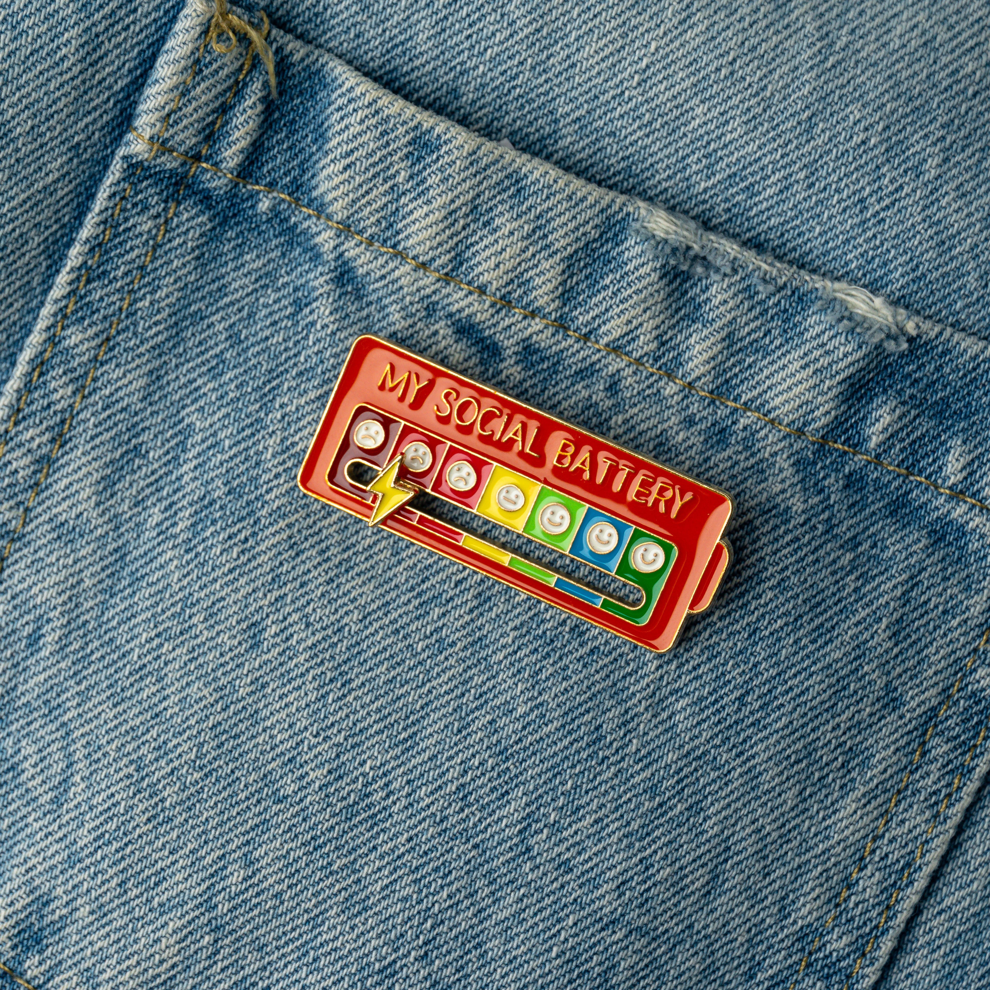 Social Battery Enamel Pin