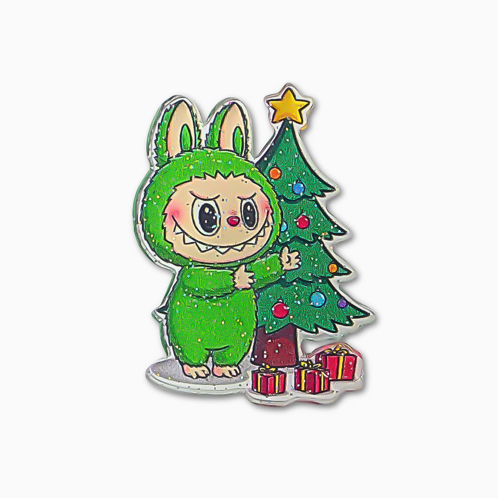 Green Christmas Labubu Acrylic Charm