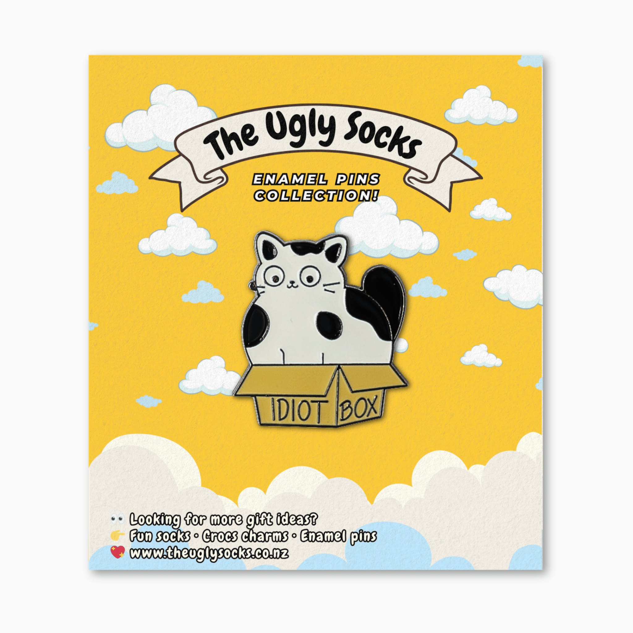 Idiot Box Cat Enamel Pin