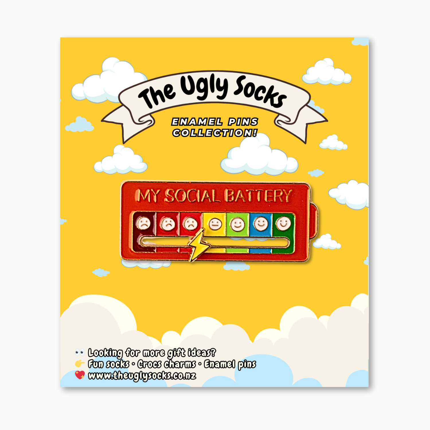 Social Battery Enamel Pin