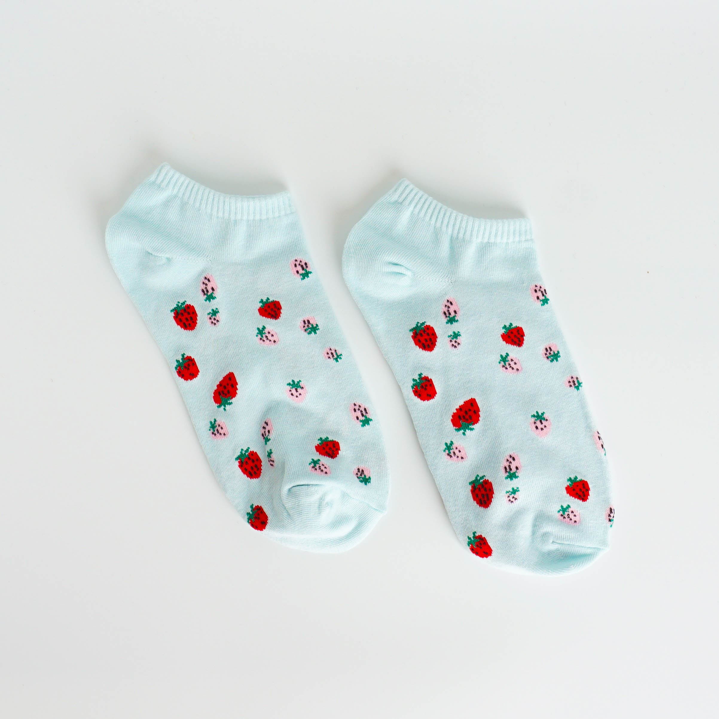 Pixel Strawberry Ankle Socks
