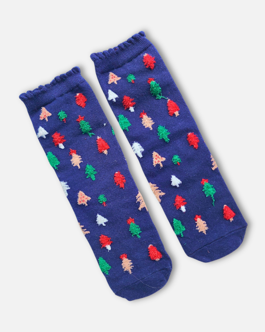 Blue Cute Christmas Socks