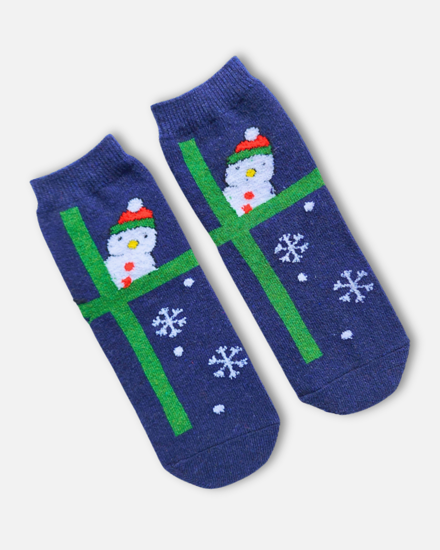 Blue Cute Santa Socks