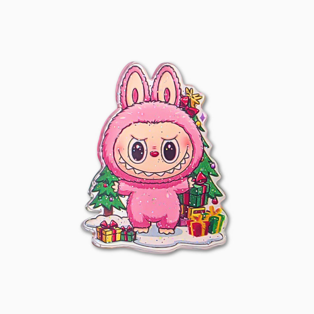 Pink Christmas Labubu Acrylic Charm