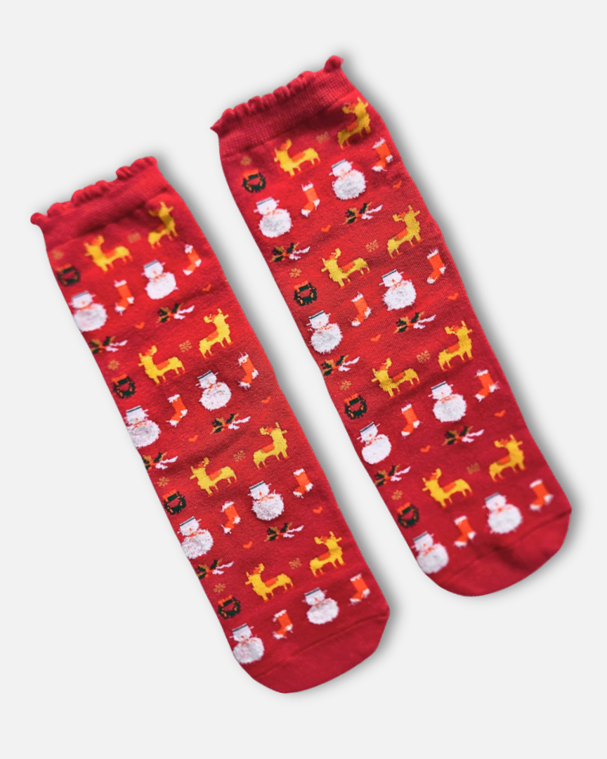 Red Christmas Icons Socks