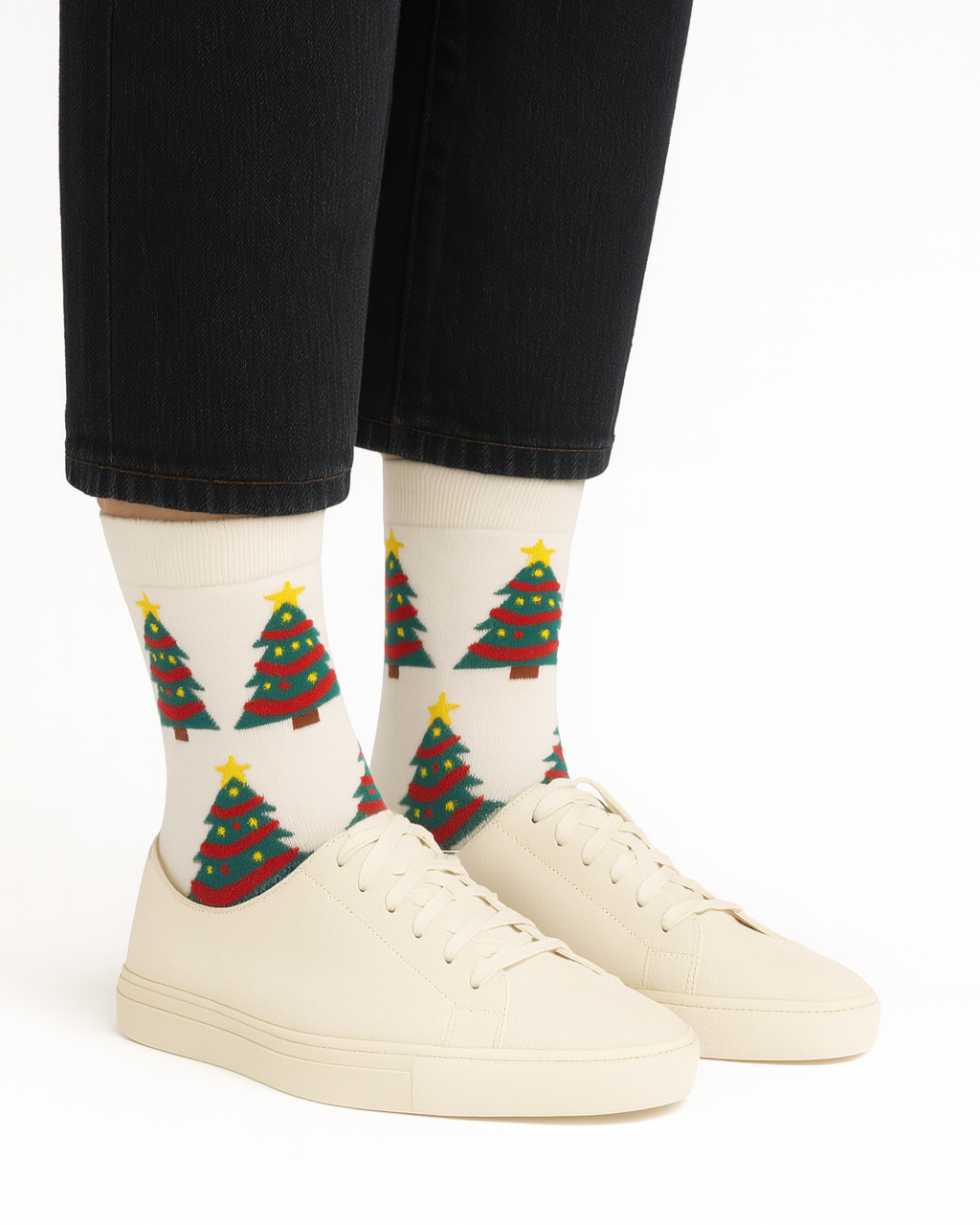 White Christmas Tree Socks