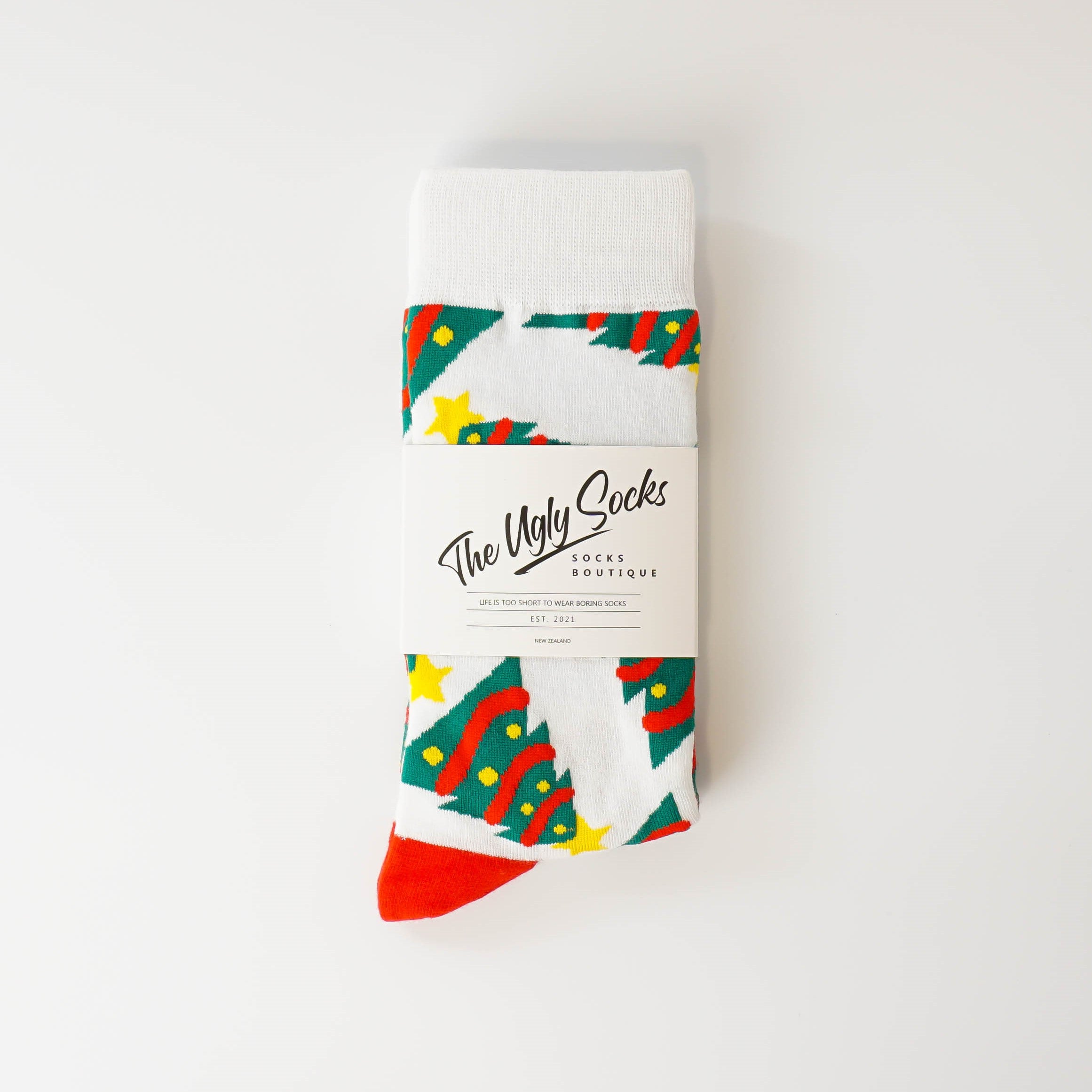White Christmas Tree Socks