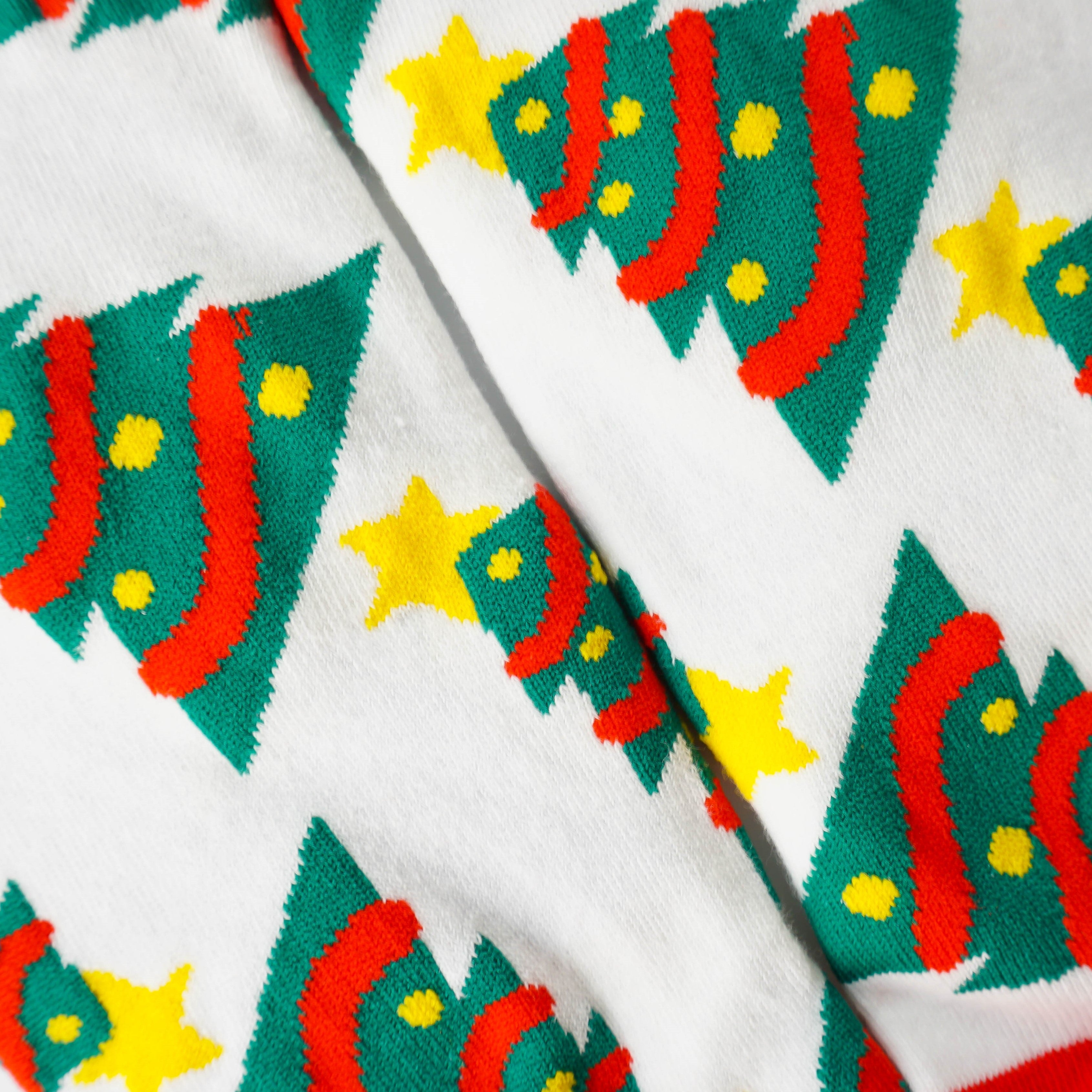 White Christmas Tree Socks