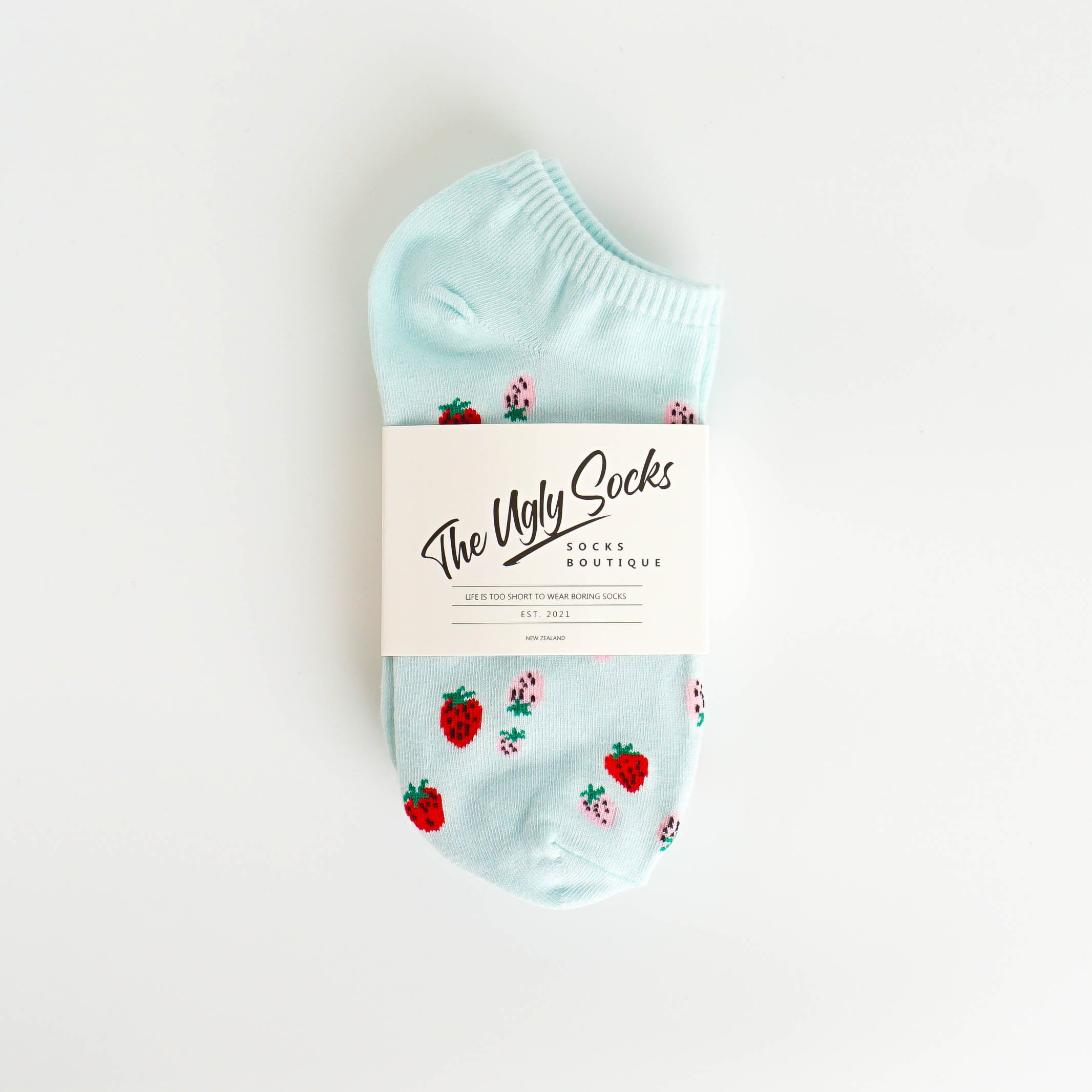 Pixel Strawberry Ankle Socks