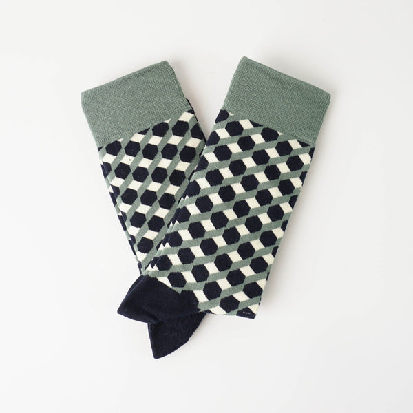 Black Cube Pattern Socks