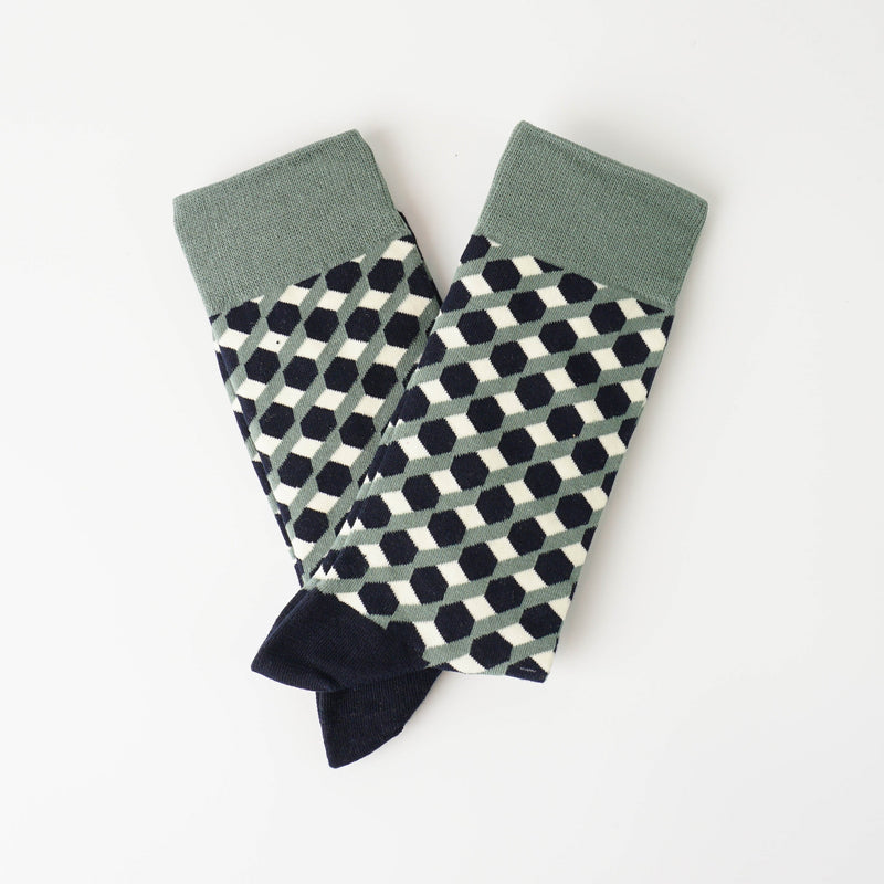Black Cube Pattern Socks